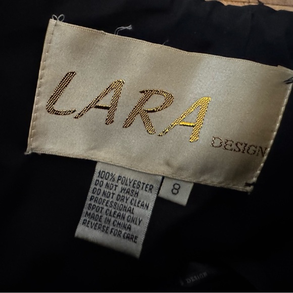 LARA Designs Size 8 Strapless Black Gown Floral Applique Beaded Embroidered - Picture 8 of 14